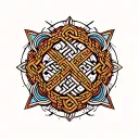 Tibetan endless knot roots surrounded tattoo design idea