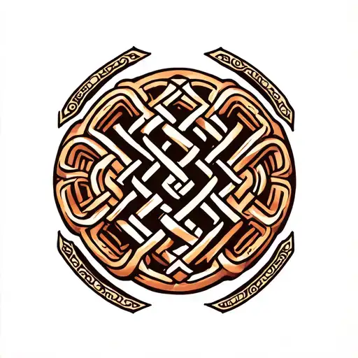 Tibetan endless knot roots surrounded tattoo design idea