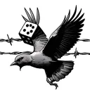 to Dice and the barbed wire bird flying tattoo design idea