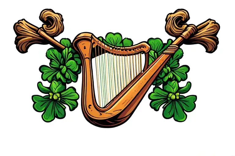 Irish harp tattoo design idea