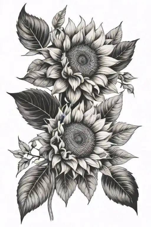 sunflower and eucalyptus tattoo design idea
