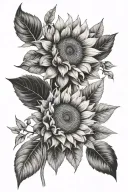 sunflower and eucalyptus tattoo design idea
