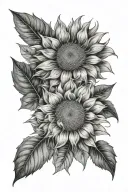 sunflower and eucalyptus tattoo design idea