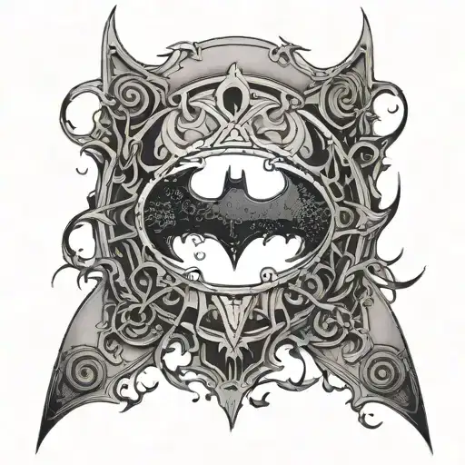Batman symbol with a stiching border tattoo design idea