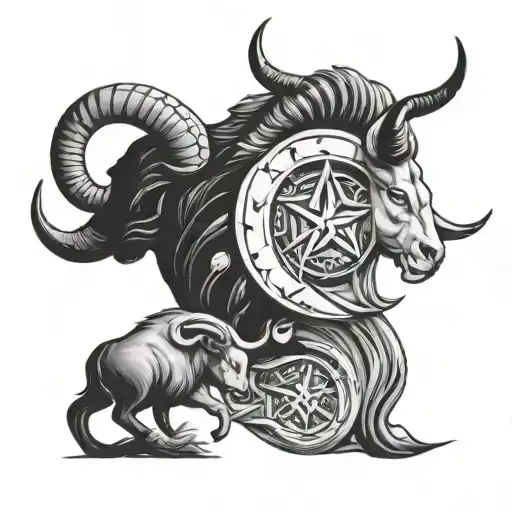 taurus and capricorn star sign tattoo design idea