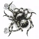 chrollo spider tattoo realism with number 0 in the back of spider tattoo design idea