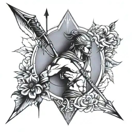 Arrow with St. Sebastian tattoo design idea