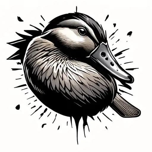 Duck with gun tattoo design idea