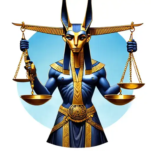anubis holding the balance scale tattoo design idea