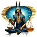 anubis holding the balance scale tattoo design idea