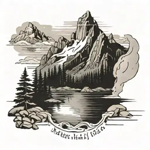 Bible Verse Matthew 19 26 with mountains and a lake  tattoo design idea