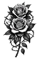 barbed wire and roses tattoo design idea