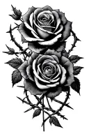 barbed wire and roses tattoo design idea