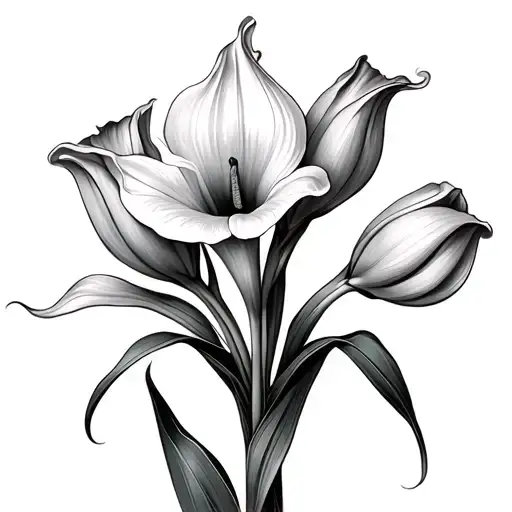 calla lilies and tulips tattoo design idea