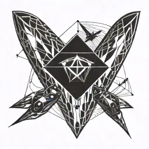 parachute diving kitesurf travel tattoo design idea