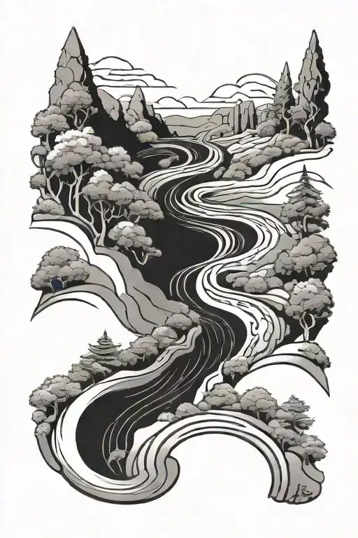 path winding road tattoo design idea