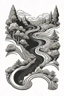 path winding road tattoo design idea