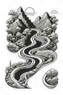 path winding road tattoo design idea
