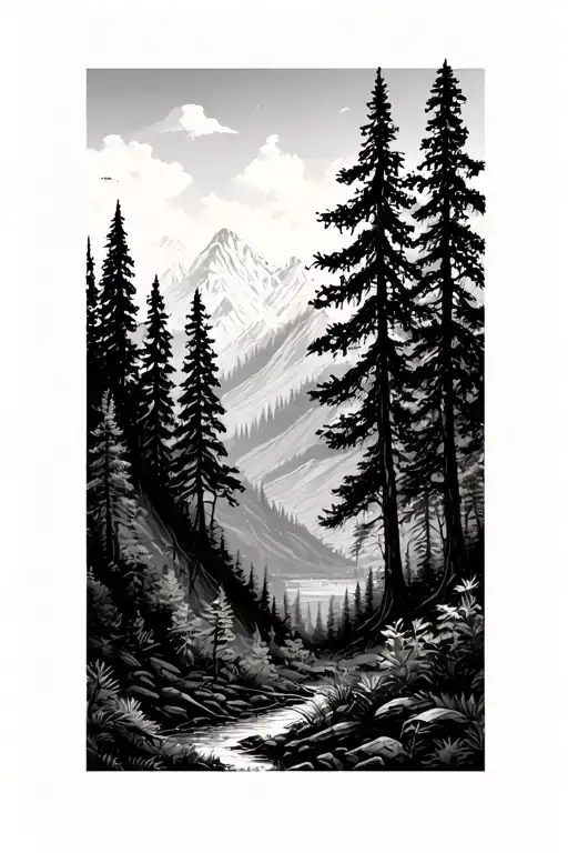 bolivia and forest landscape tattoo design idea