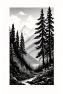 bolivia and forest landscape tattoo design idea