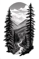 bolivia and forest landscape tattoo design idea