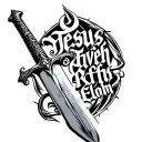 "Jesus Yahweh Rafah Elohim " sword surrounded tattoo design idea