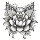 Lotus flower, paw, print, angel wings tattoo design idea