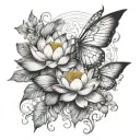 Lotus flower, paw, print, angel wings tattoo design idea