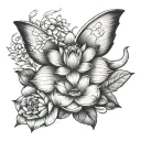 Lotus flower, paw, print, angel wings tattoo design idea