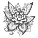 Lotus flower, paw, print, angel wings tattoo design idea