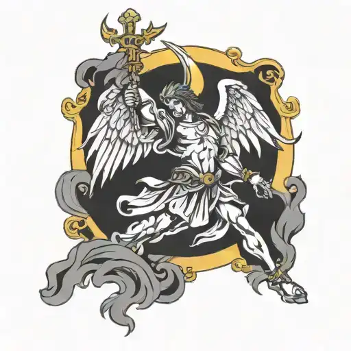 saint micheal becoming one tattoo design idea