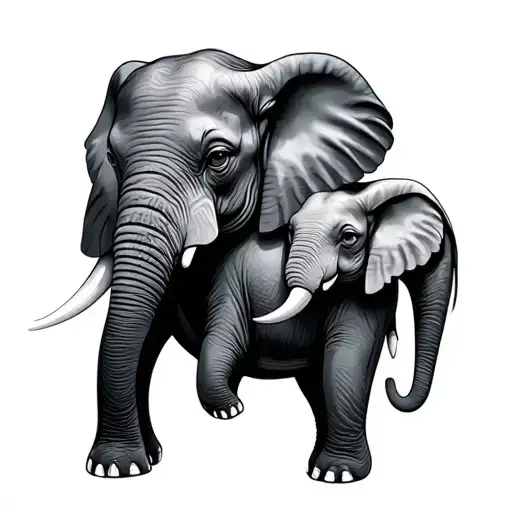Elephant And Baby tattoo design idea