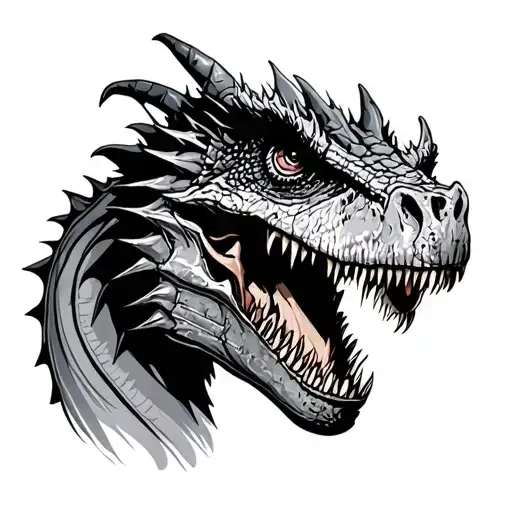 zombie dragon and zombie t rex tattoo design idea
