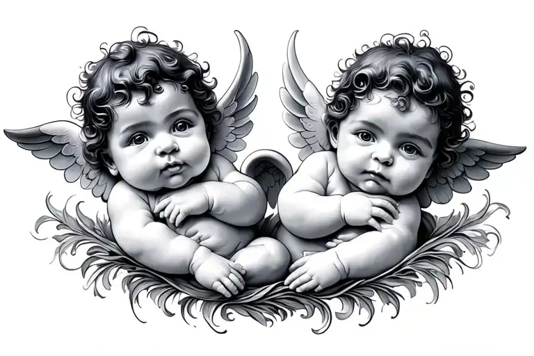2 BABY CHERUBS tattoo design idea
