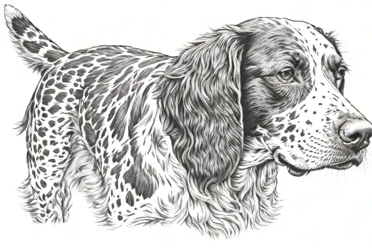 brittany spaniel pointing woodcock quail dog tattoo design idea