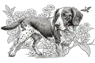 brittany spaniel pointing woodcock quail dog tattoo design idea