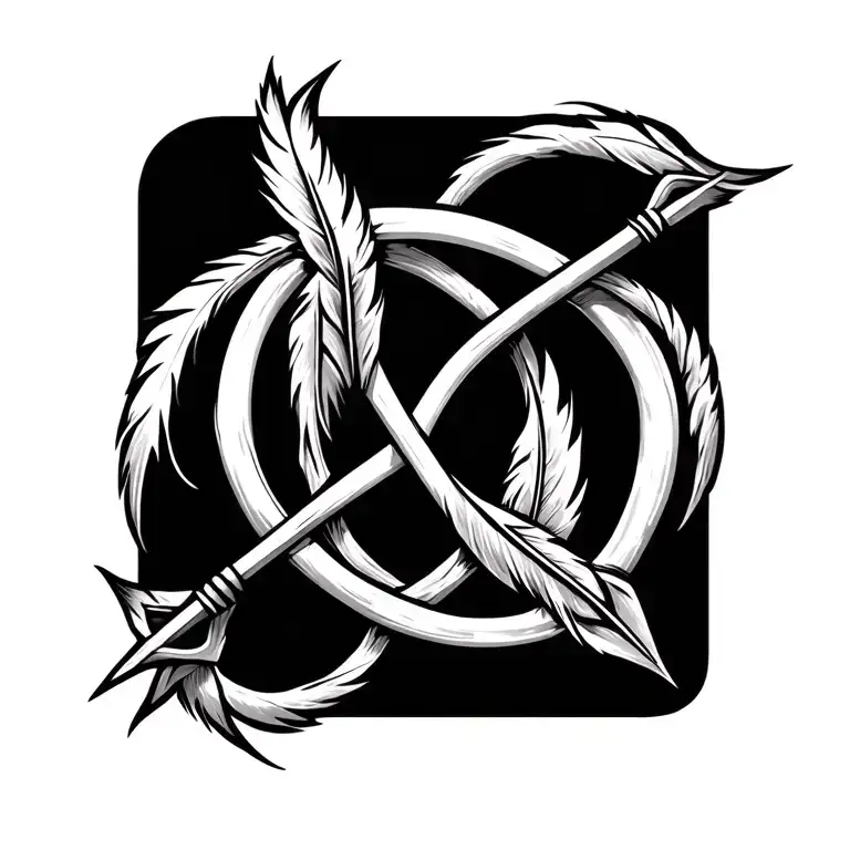 celtic knot arrow feathers tattoo design idea