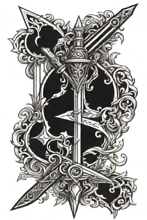 Mirror Sword And diamond merged together symbolizing tattoo design idea