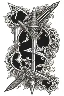 Mirror Sword And diamond merged together symbolizing tattoo design idea