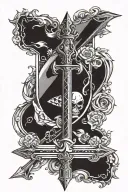 Mirror Sword And diamond merged together symbolizing tattoo design idea