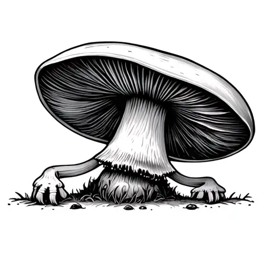 mushroom with face arms and legs tattoo design idea