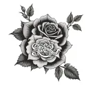 roses and Roman numerals of the date aug 27 2023 tattoo design idea