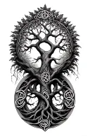 celtic oak tree circle tattoo design idea