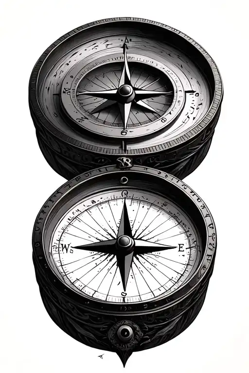 compass 3D tattoo design idea