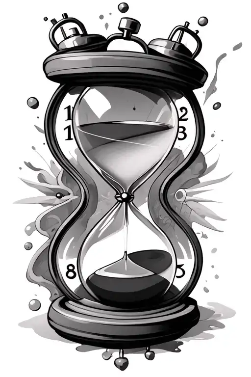 Create a hourglass connected to a stopwatch tattoo design idea