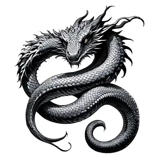 dragon snake wrapped tattoo design idea