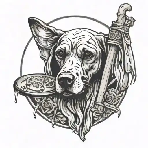 memorial for my dead dog biscuit grim reaper tattoo design idea