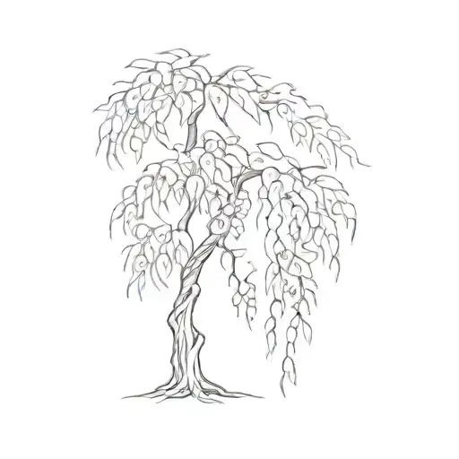 lilly of the vally and a weeping willow tree growing side by side  tattoo design idea