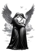 angels clouds memorial for mom and dad tattoo design idea