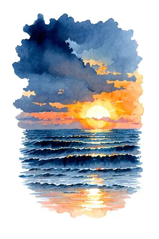 sunrise over the ocean tattoo design idea